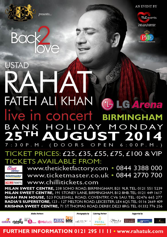 Photo of Rahat Fateh Ali Khan Live at LG Arena Birmingham on 25/08/14